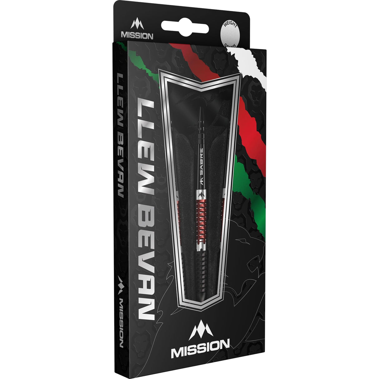 Mission Llew Bevan Darts - Steel Tip - 90% Tungsten - Black & Red Electro