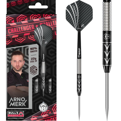 BULL'S Challenger Darts - Steel Tip - 90% Tungsten - Arno Merk - 22g