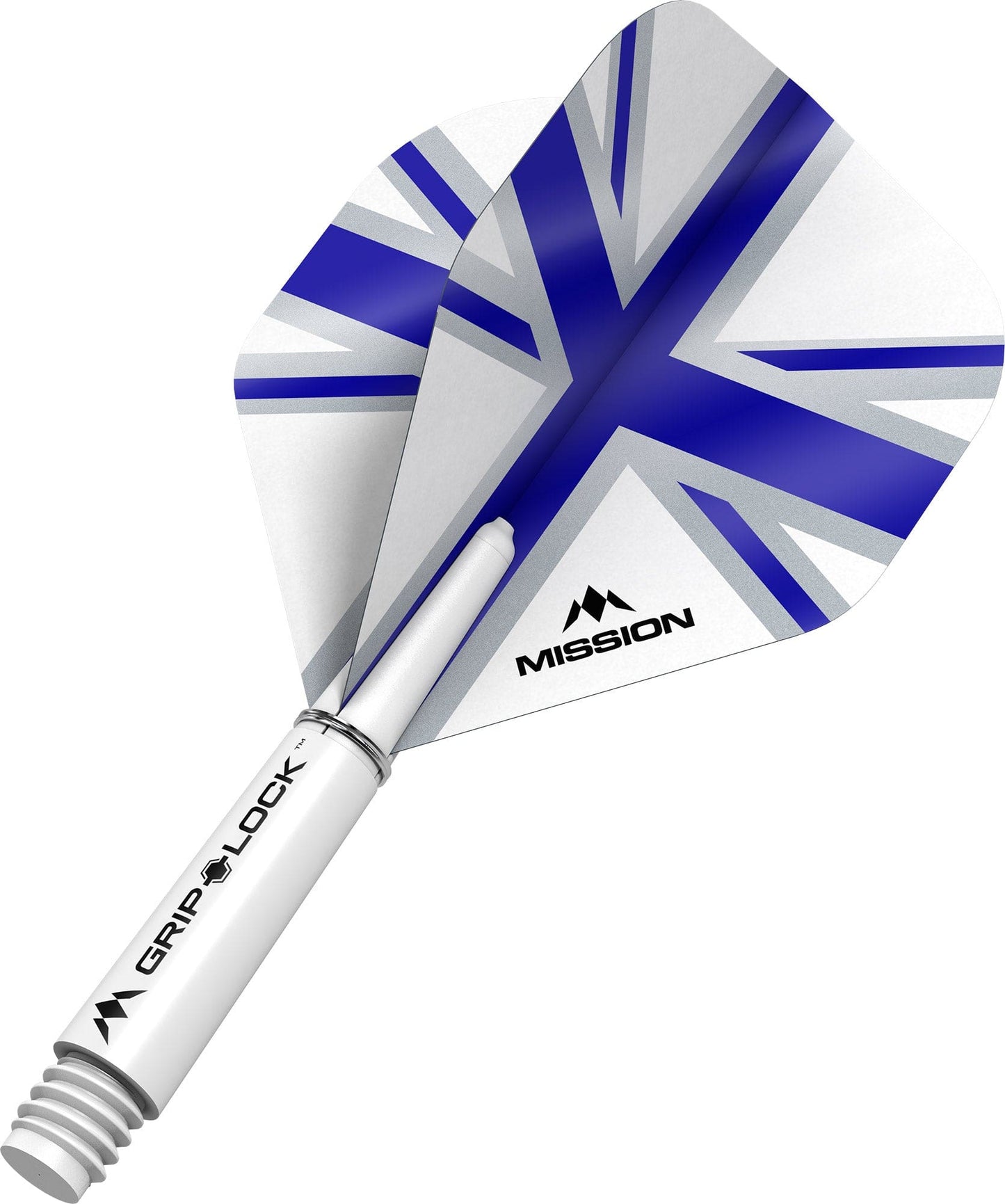 Mission Alliance White Dart Flights Combo With Griplock Shafts Blue / Short