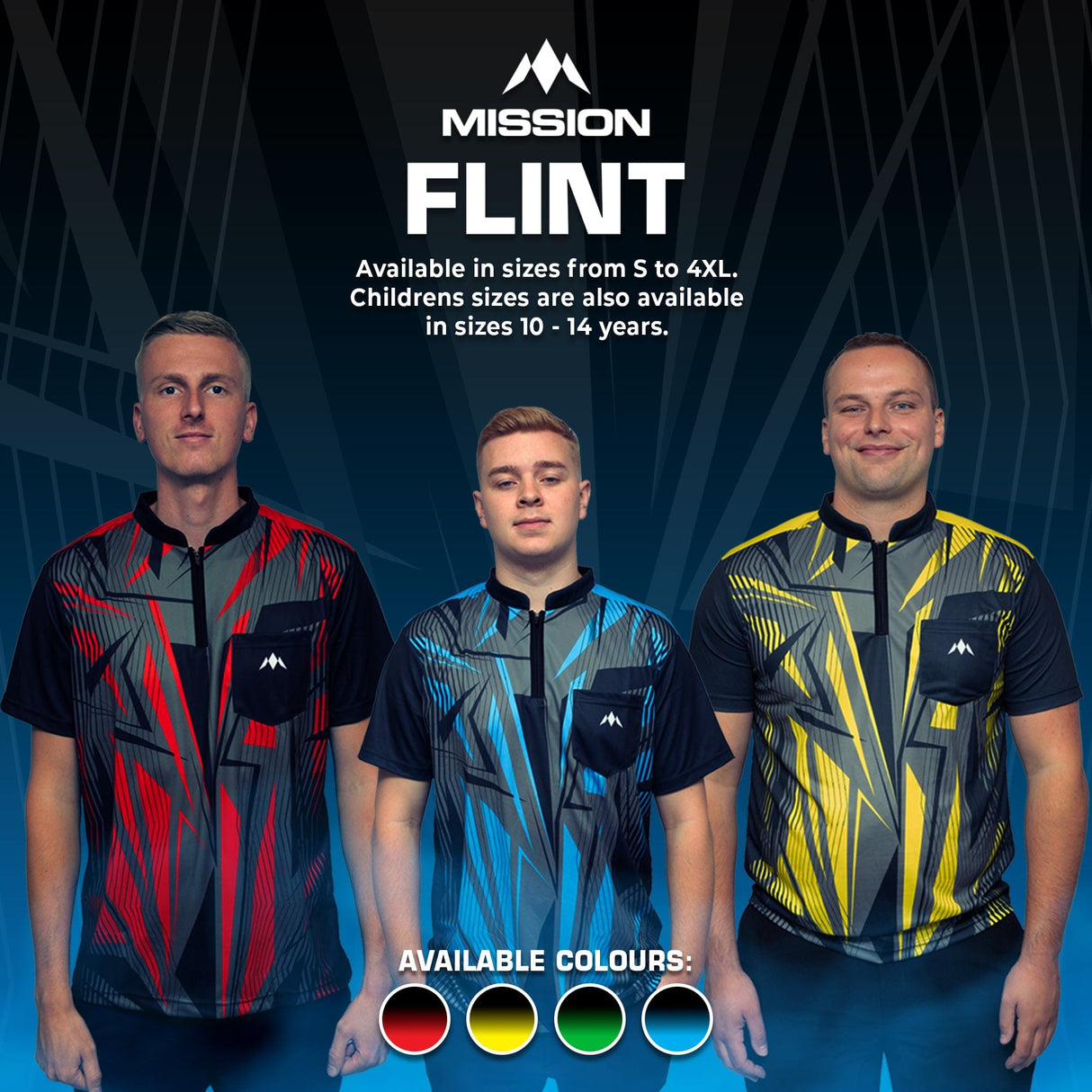 Mission Darts Flint Dart Shirt - Collarless - Lightweight - Black & Blue