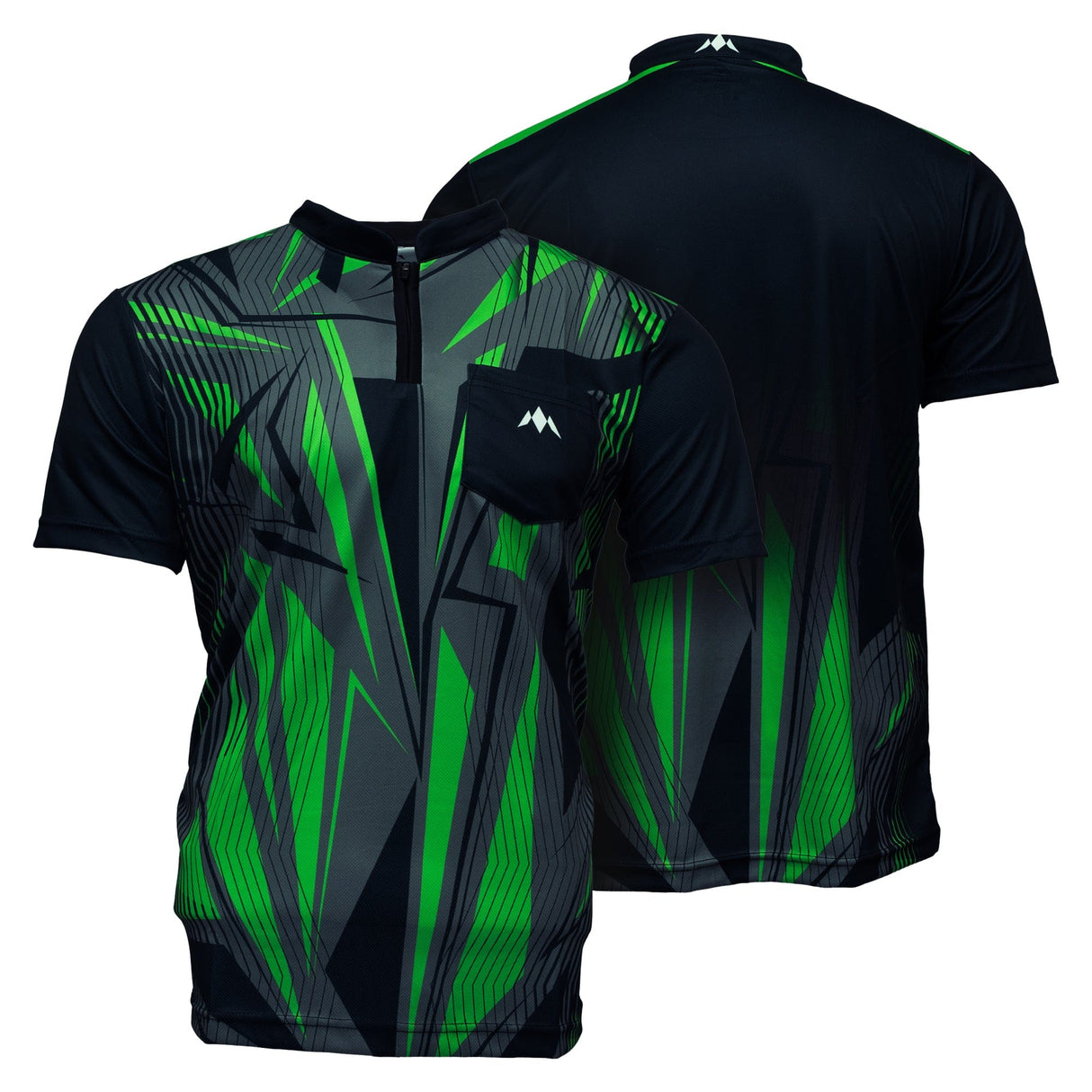 Mission Darts Flint Dart Shirt - Collarless - Lightweight - Black & Green - Youth