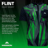 Mission Darts Flint Dart Shirt - Collarless - Lightweight - Black & Green