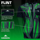 Mission Darts Flint Dart Shirt - Collarless - Lightweight - Black & Green - Youth