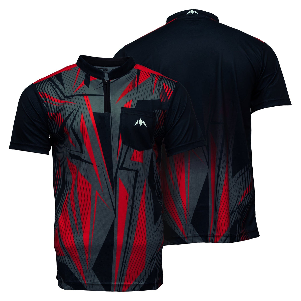 Mission Darts Flint Dart Shirt - Collarless - Lightweight - Black & Red - Youth