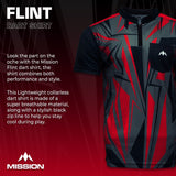 Mission Darts Flint Dart Shirt - Collarless - Lightweight - Black & Red