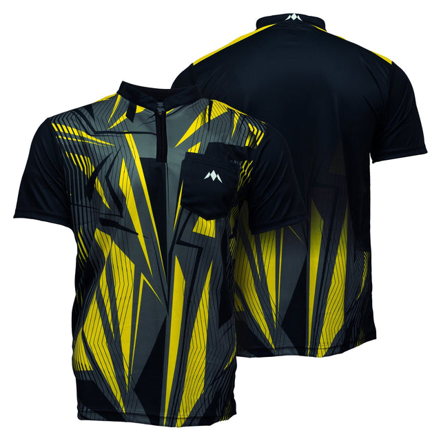 Mission Darts Flint Dart Shirt - Collarless - Lightweight - Black & Yellow - Youth