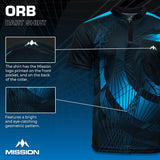 Mission Darts Orb Dart Shirt - Collarless - Lightweight - Black & Blue - Youth