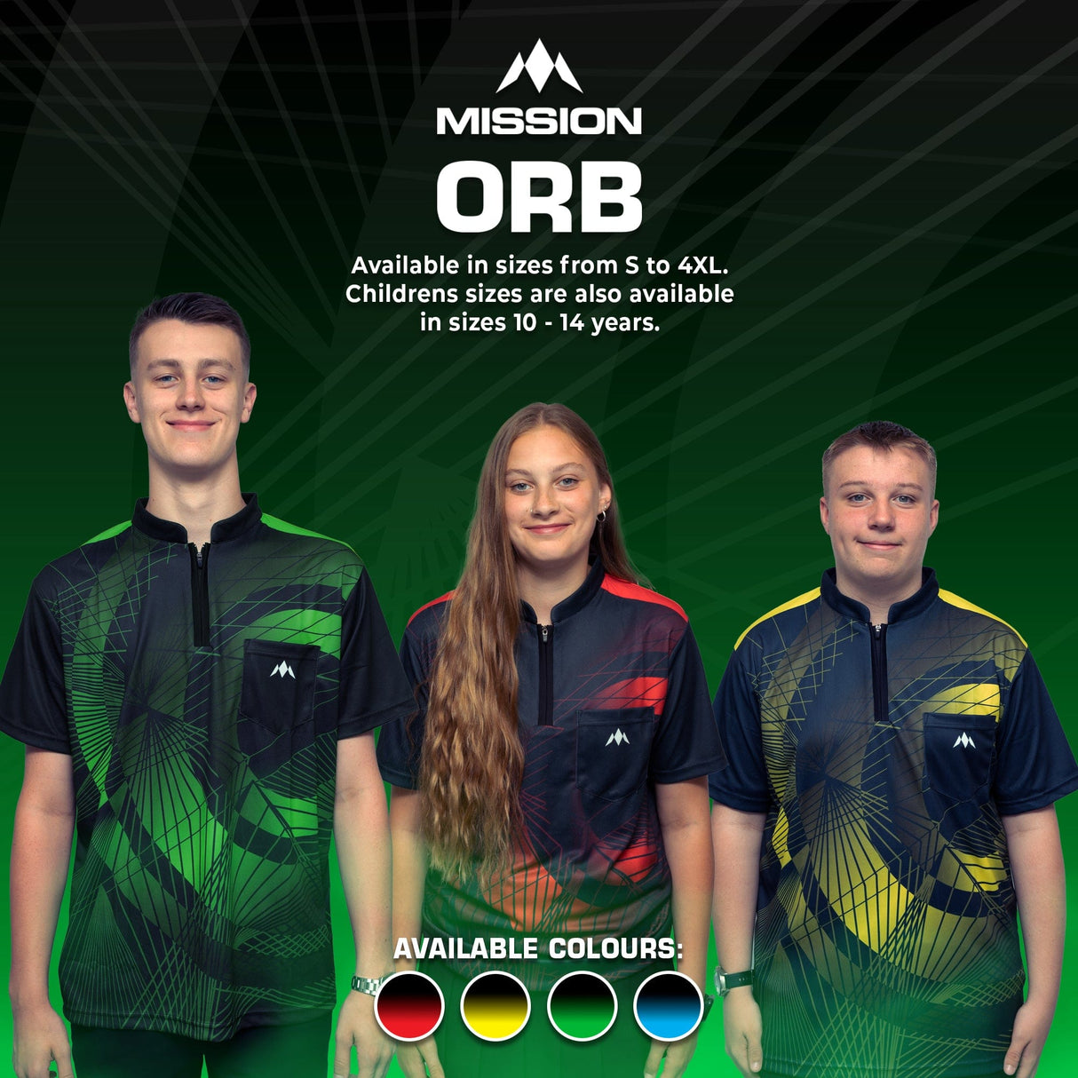 Mission Darts Orb Dart Shirt - Collarless - Lightweight - Black & Green