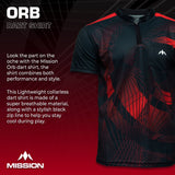 Mission Darts Orb Dart Shirt - Collarless - Lightweight - Black & Red