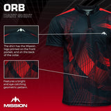 Mission Darts Orb Dart Shirt - Collarless - Lightweight - Black & Red - Youth
