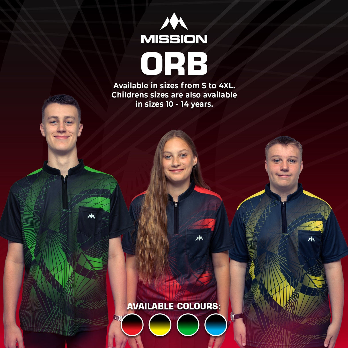 Mission Darts Orb Dart Shirt - Collarless - Lightweight - Black & Red - Youth