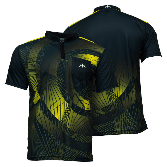 Mission Darts Orb Dart Shirt - Collarless - Lightweight - Black & Yellow