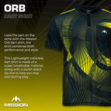 Mission Darts Orb Dart Shirt - Collarless - Lightweight - Black & Yellow
