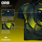 Mission Darts Orb Dart Shirt - Collarless - Lightweight - Black & Yellow