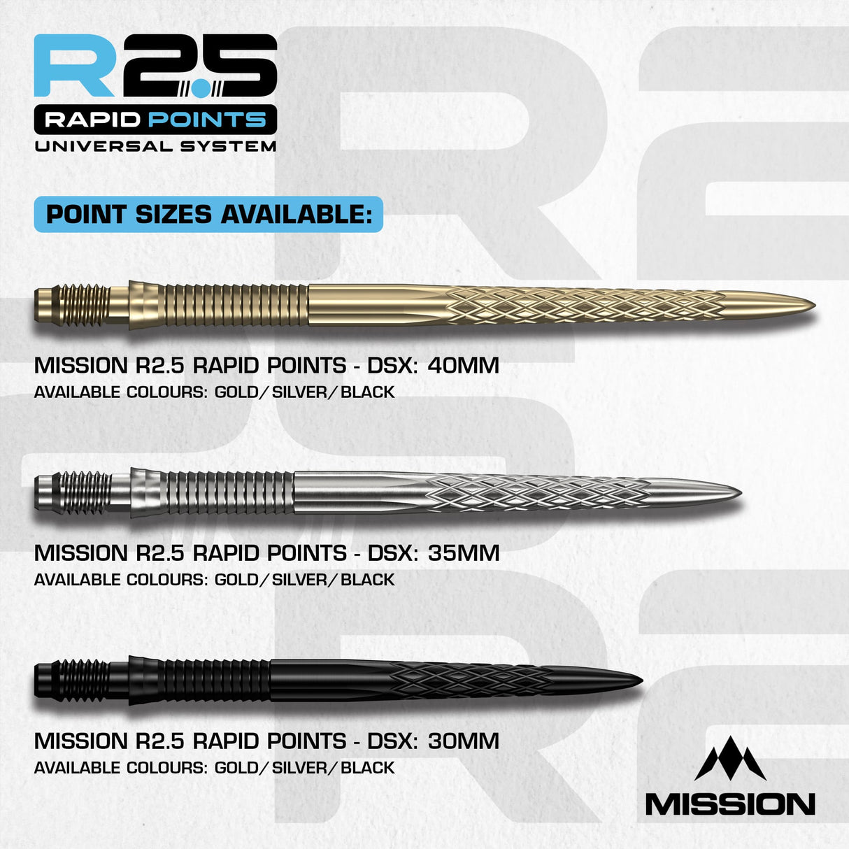 Mission R2.5 Rapid Dart Points - Steel Tip - DSX