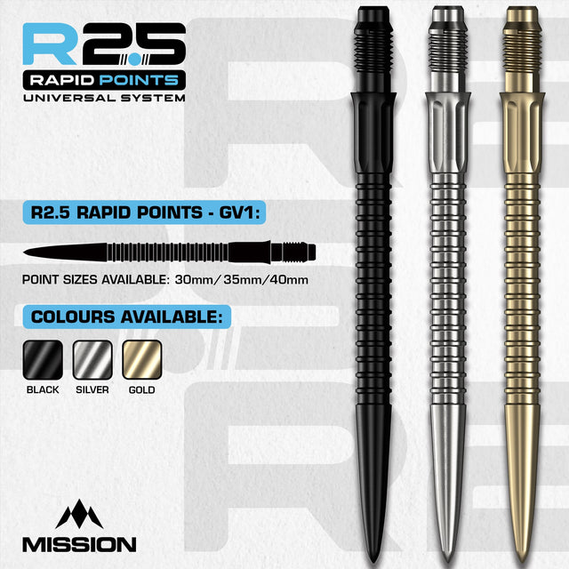 Mission R2.5 Rapid Dart Points - Steel Tip - GV1