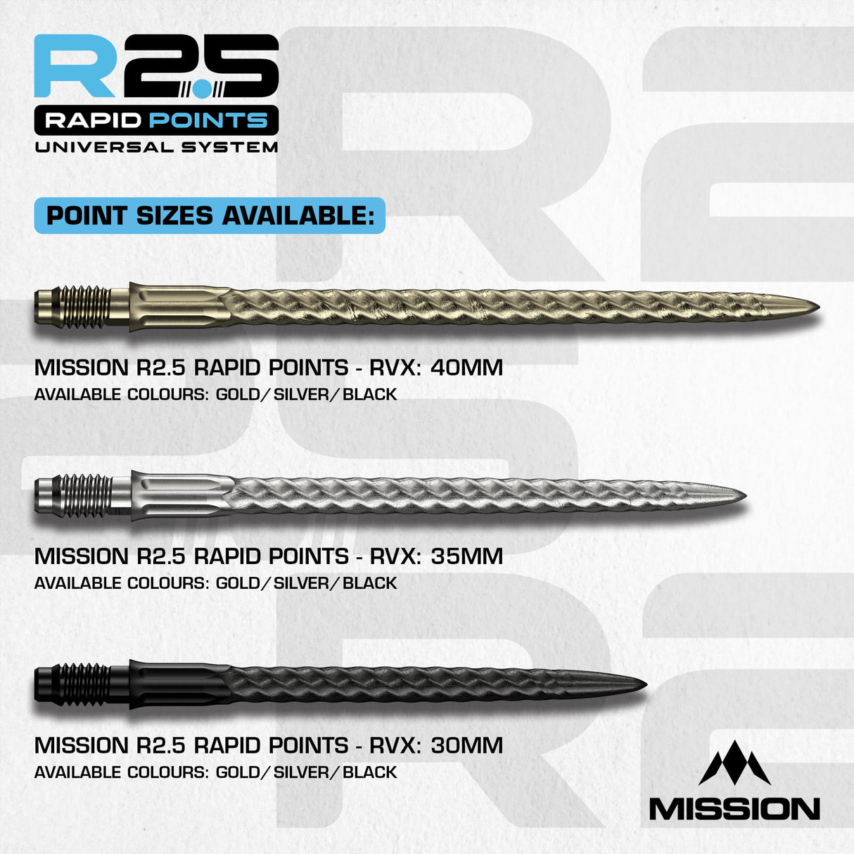 Mission R2.5 Rapid Dart Points - Steel Tip - RVX