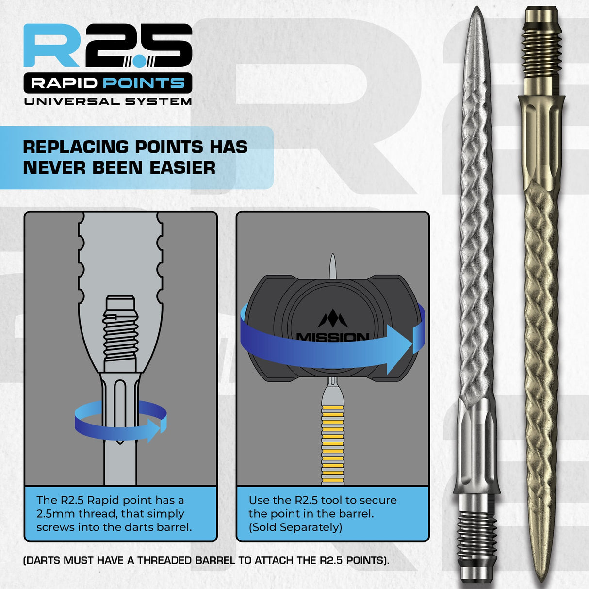 Mission R2.5 Rapid Dart Points - Steel Tip - RVX