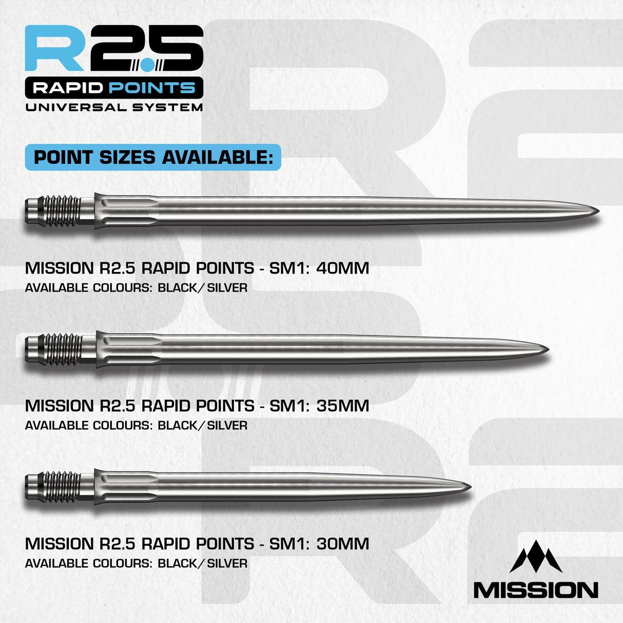 Mission R2.5 Rapid Dart Points - Steel Tip - SM1