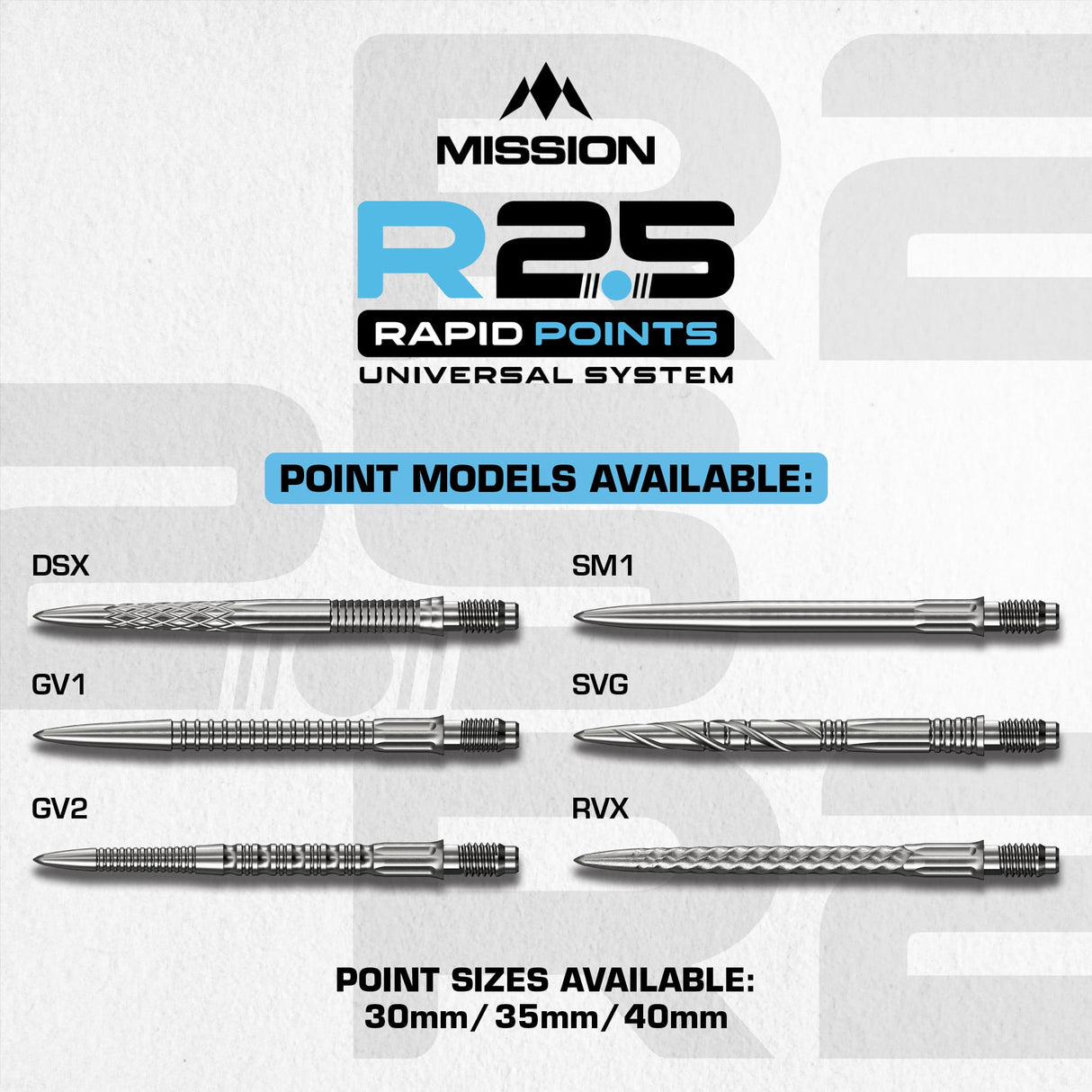 Mission R2.5 Rapid Dart Points - Steel Tip - SGV