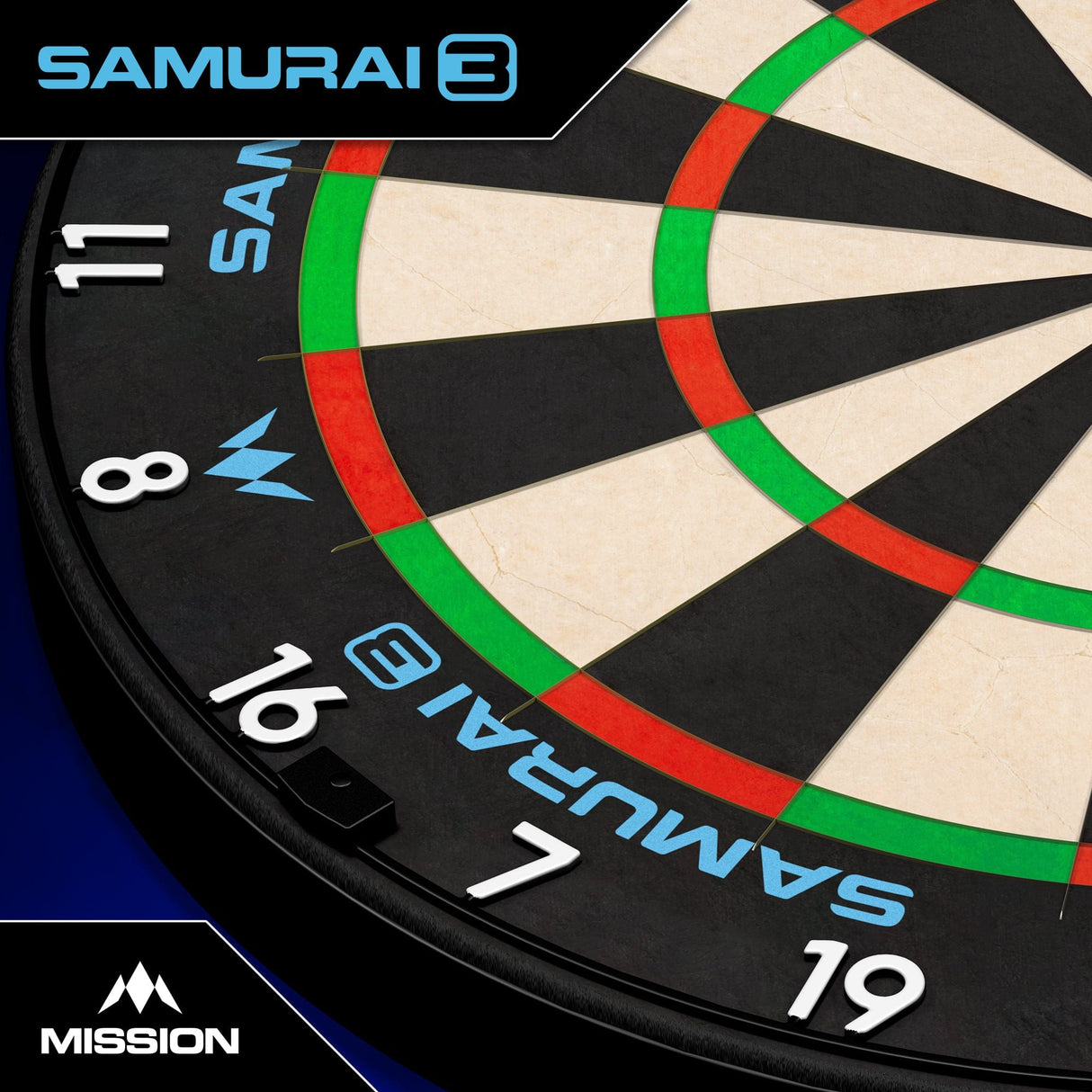 Mission Samurai 3 Dartboard - Professional - Knife Wire - Black Number Ring
