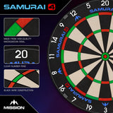 Mission Samurai 4 Dartboard - Professional - Knife Wire - Black Spider