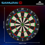 Mission Samurai 4 Dartboard - Professional - Knife Wire - Black Spider