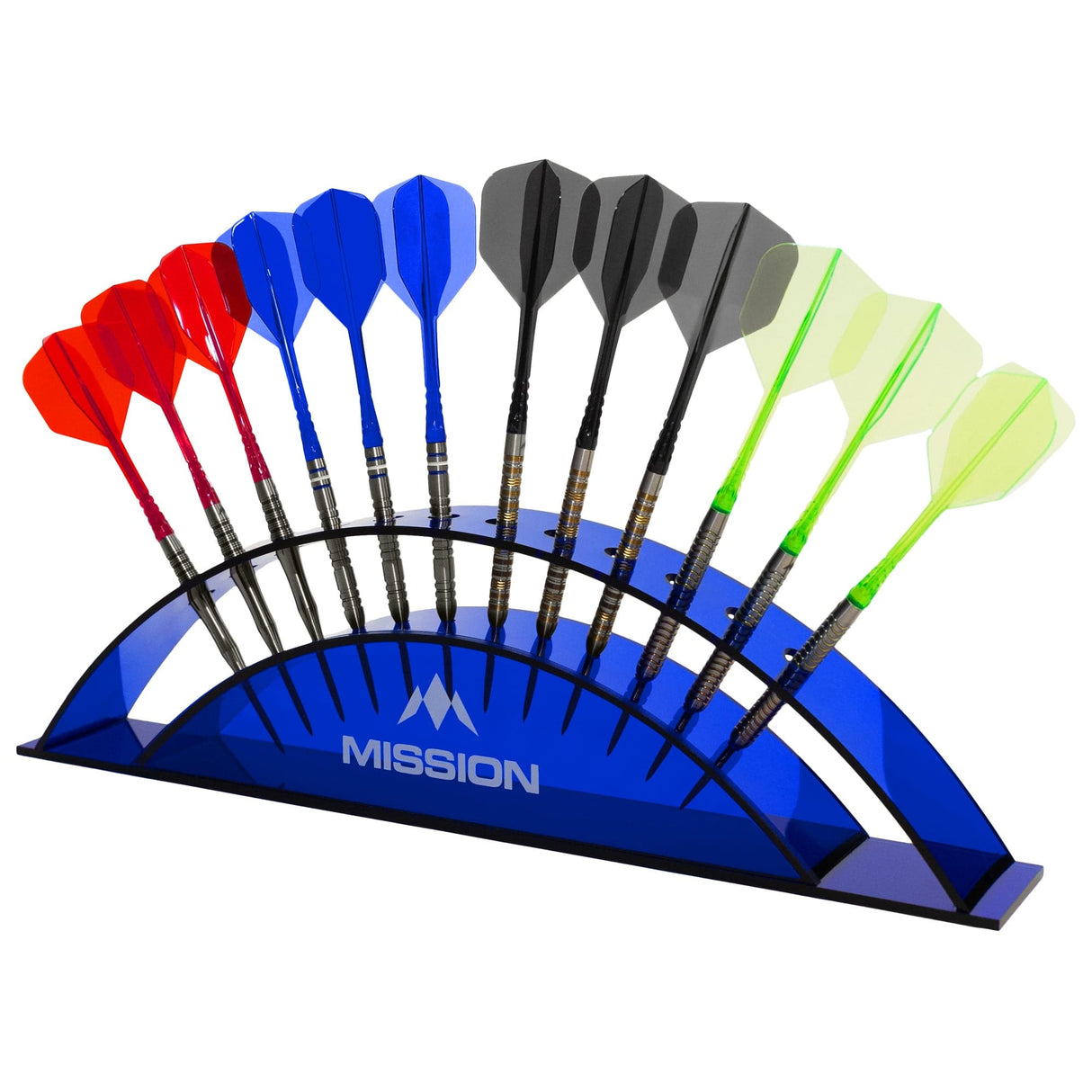 Mission Station 12 - holds 12 darts - Acrylic Darts Display Arc Colours Blue
