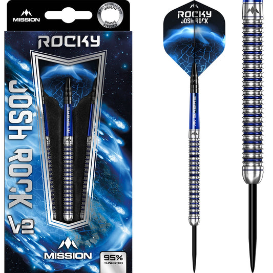 Mission Josh Rock v2 Darts - Steel Tip - 95% - Silver & Blue PVD 22g