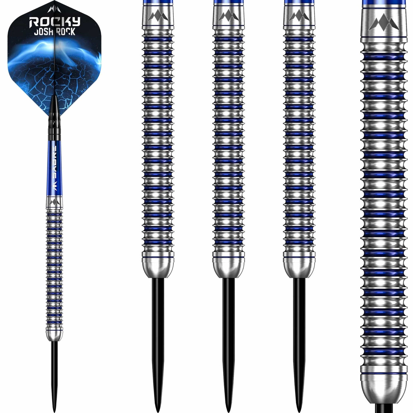 Mission Josh Rock Darts v2 - Steel Tip - 95% - Rocky - Silver & Blue P