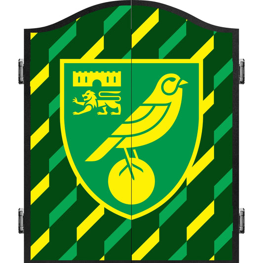 Norwich City FC - Official Licensed - The Canaries - Dartboard Cabinet - C2 - Stripes - Crest
