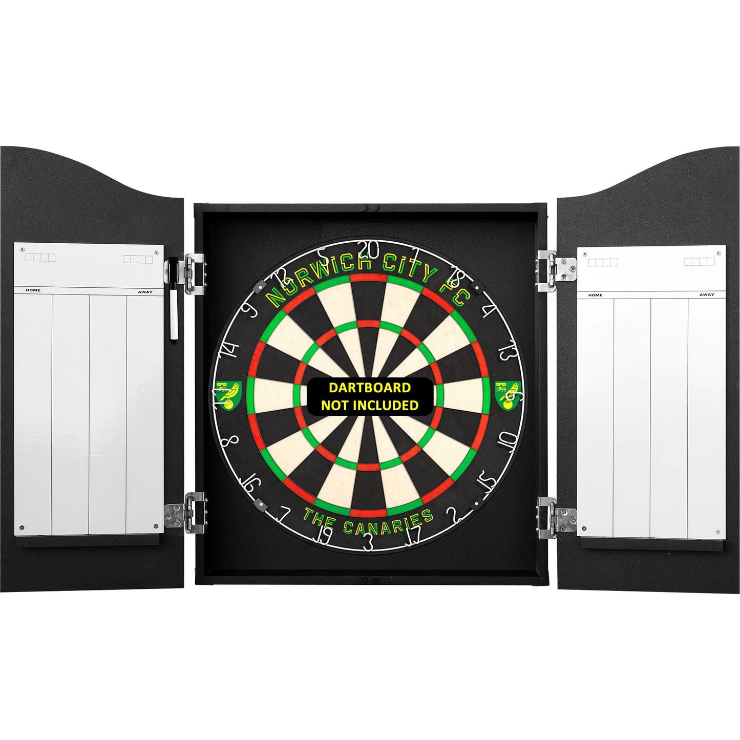 Norwich City FC - Official Licensed - The Canaries - Dartboard Cabinet - C1 - Black - Crest