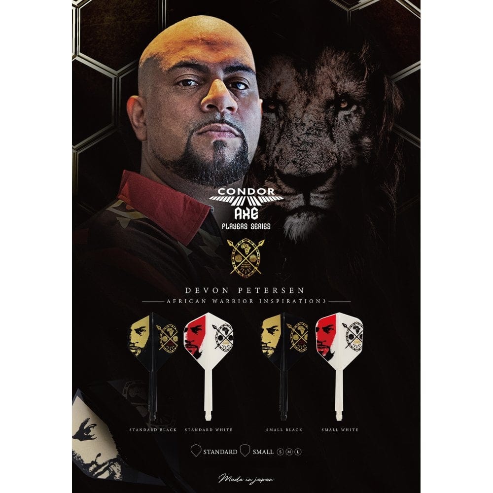 *Condor AXE Dart Flights - Devon Petersen - Small - African Warrior - Inspiration 3 - Black