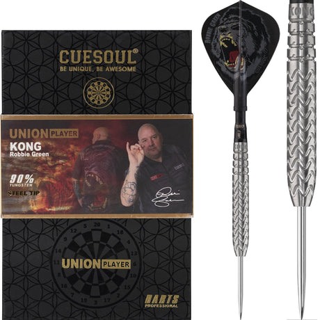 *Cuesoul - Steel Tip Tungsten Darts - Robbie Green - Kong - Silver 22g