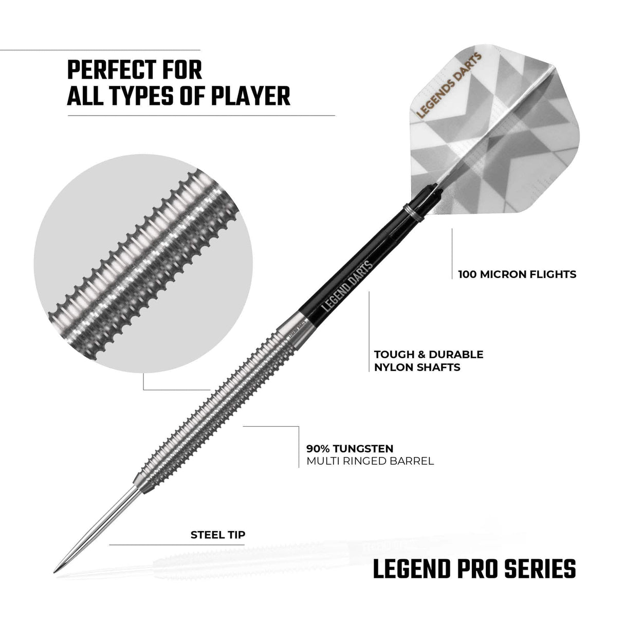 *Legend Darts - Steel Tip - 90% Tungsten - Pro Series - V6 - Multi Ringed