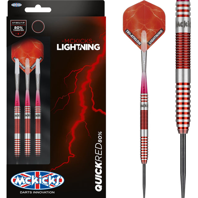 *McKicks Quick Red Darts - Steel Tip - Ringed - Red