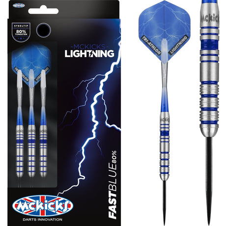 *McKicks Fast Blue Darts - Steel Tip - Ringed - Blue 22g