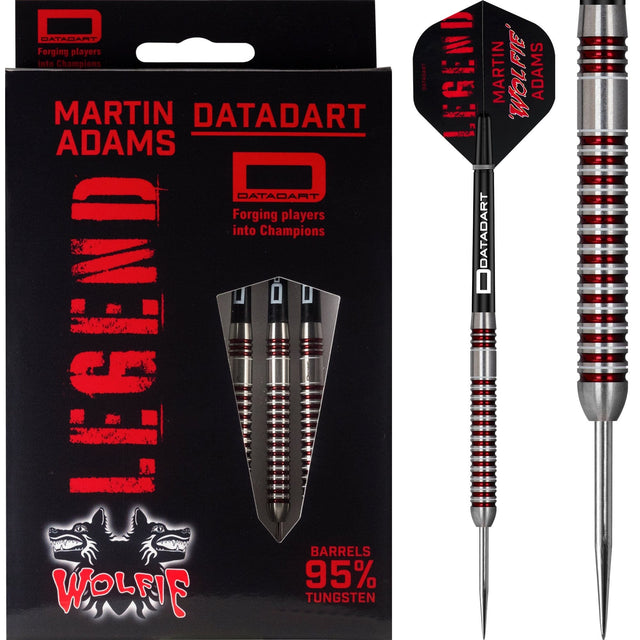 Datadart Martin Adams 95 Darts - Steel Tip - Wolfie - Electro Red & White 22g