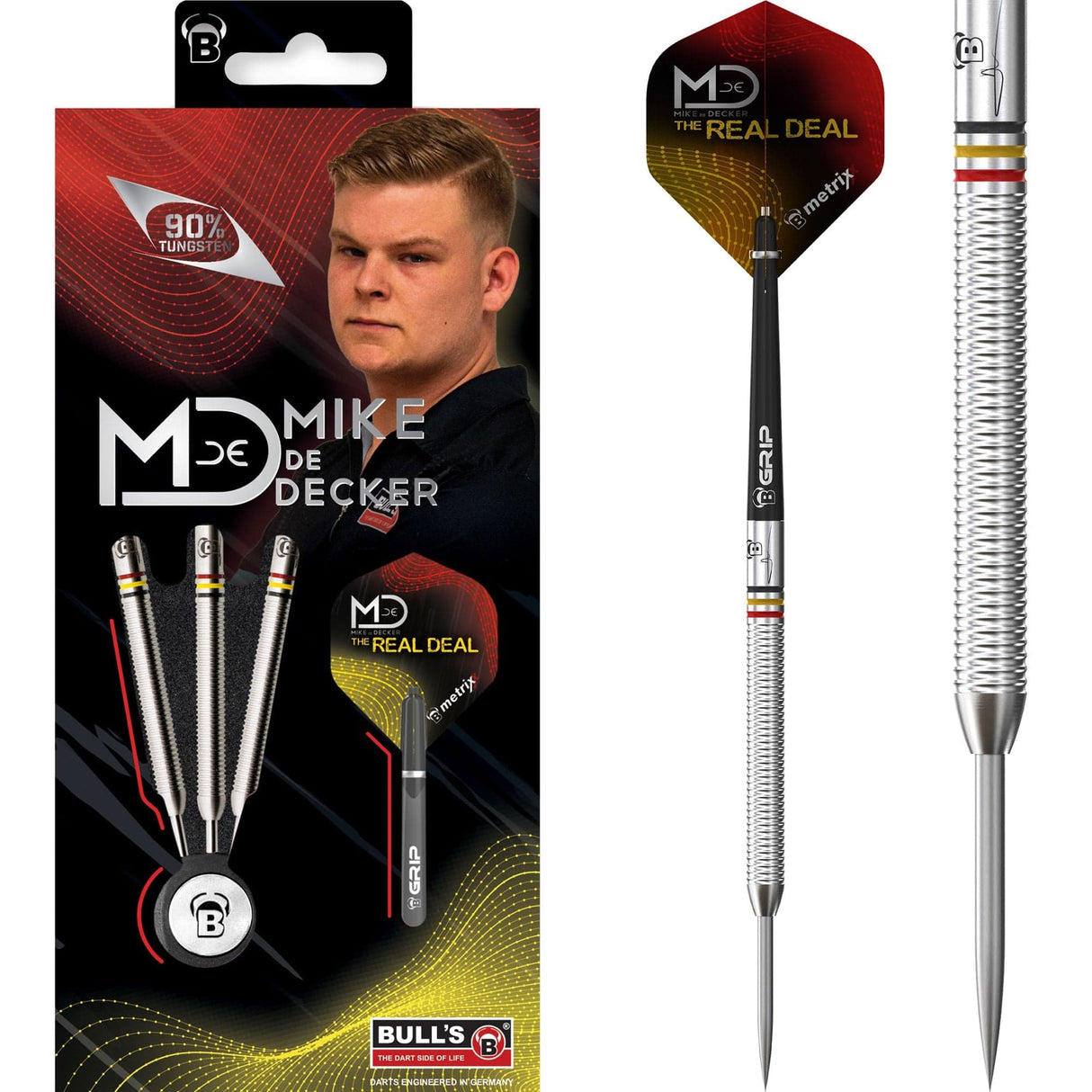 BULL'S Mike De Decker Darts - Steel Tip - The Real Deal 24g