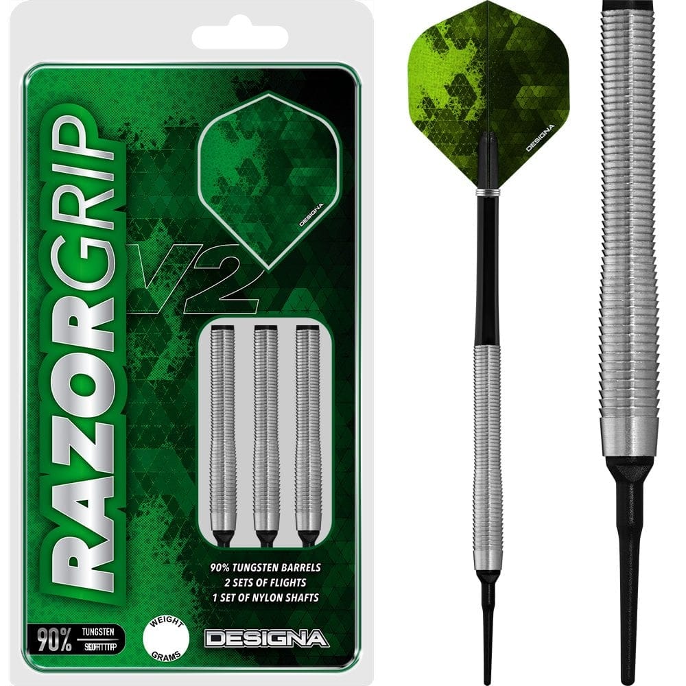 *Designa Razor Grip V2 Soft Tip Darts - M1 - Natural 20g