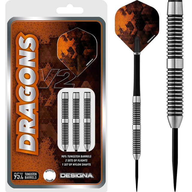 *Designa Dragons 95 V2 Darts - Steel Tip - Multi Ring 22g