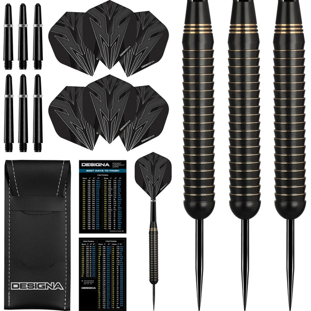 *Designa Mako Darts - Steel Tip Electro Brass - Shark Grip - Black 22g