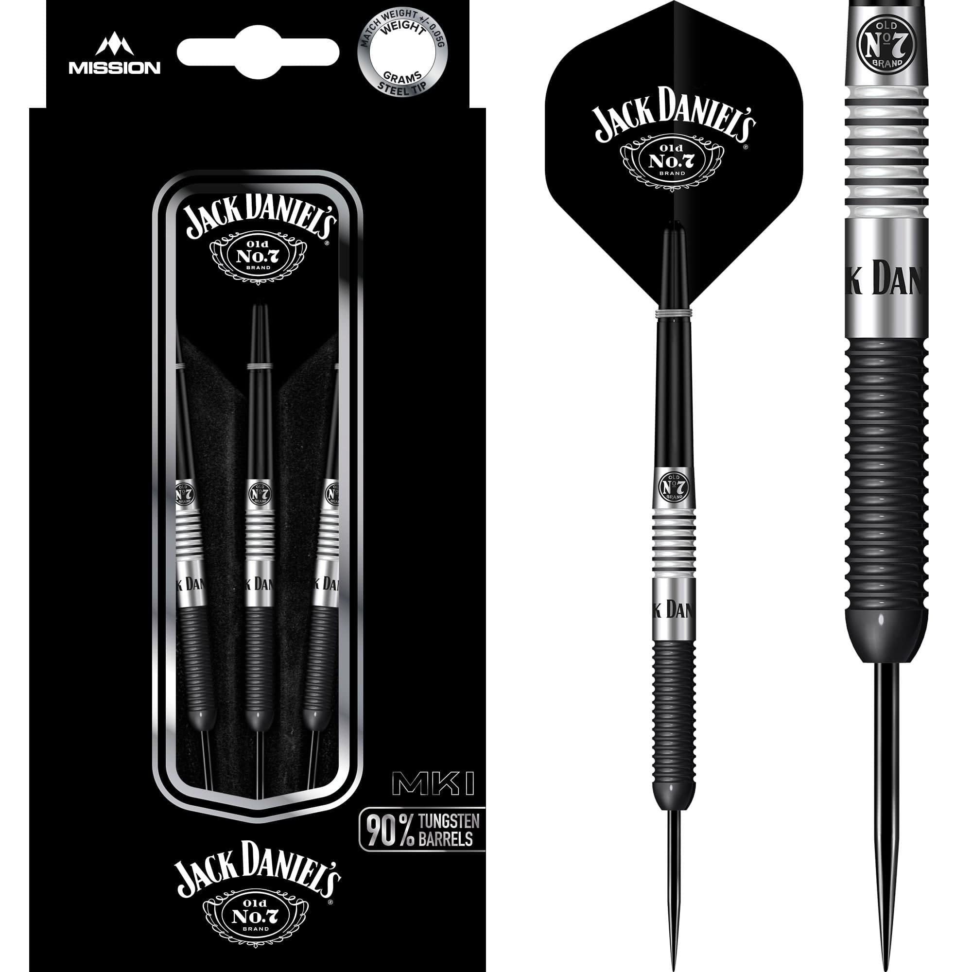 Jack Daniels Old No7 - Tungsten Darts - Steel Tip - Black - 23g