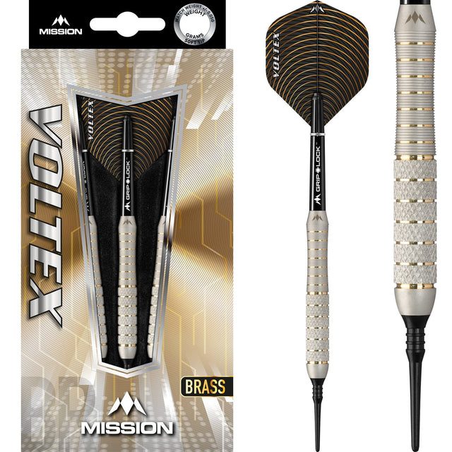 *Mission Voltex Darts - Soft Tip Brass - M1 - Silver - Knurled 21g