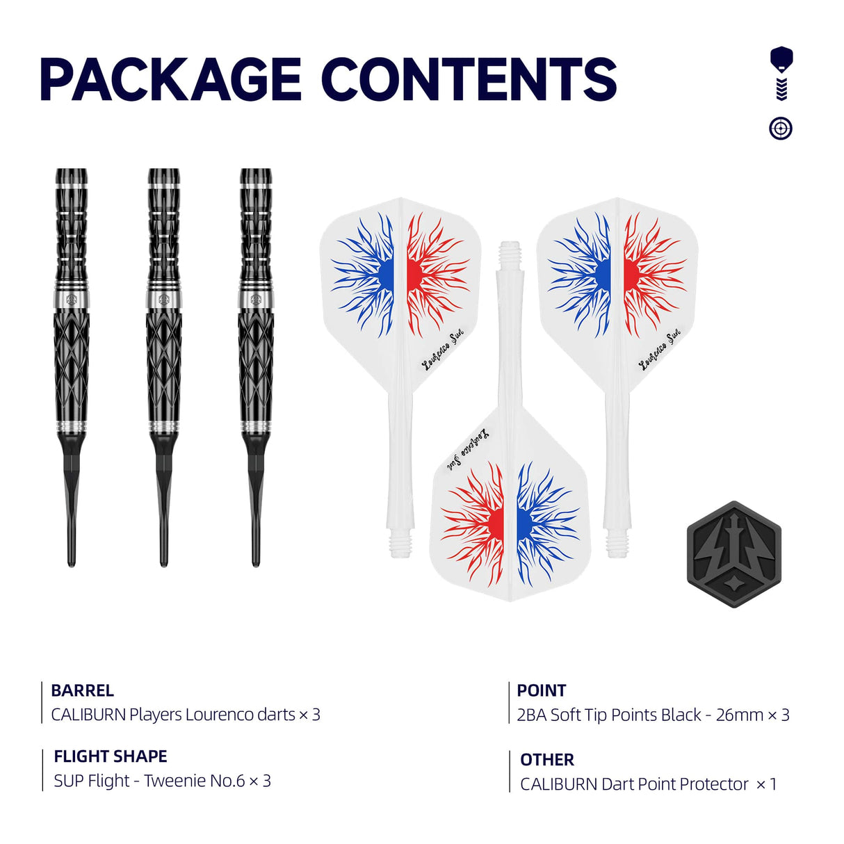 Caliburn Players Darts - Soft Tip - 90% Tungsten - Lourenco 21g