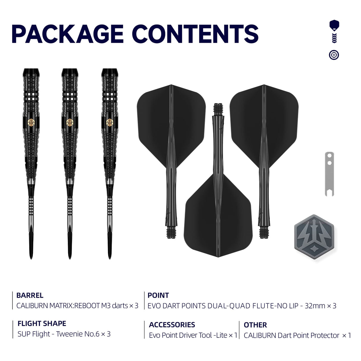 Caliburn Matrix:Reboot Darts - Steel Tip - 95% Tungsten - M3