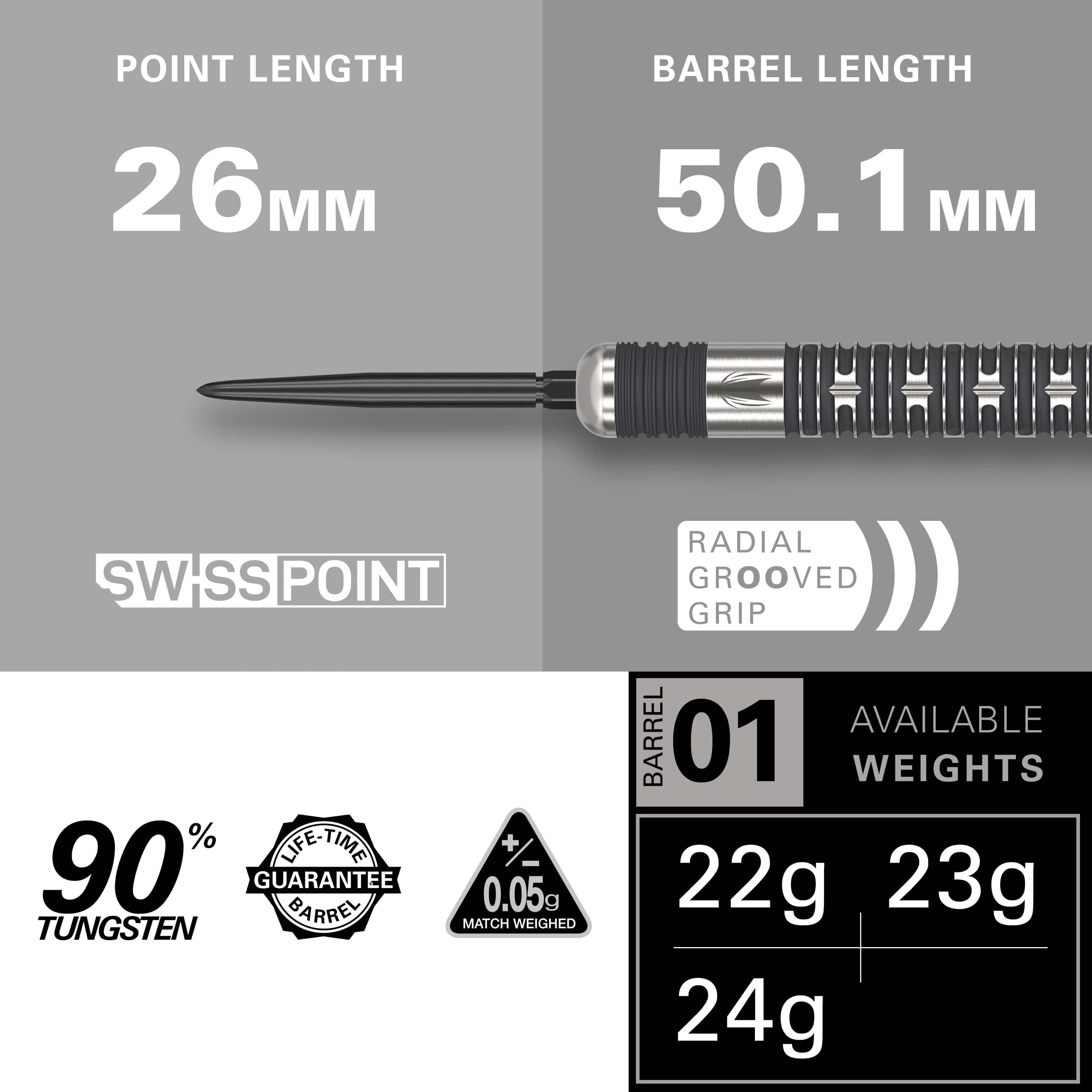 Target Chris Dobey Darts - Steel Tip - 90% Tungsten - Hollywood Action