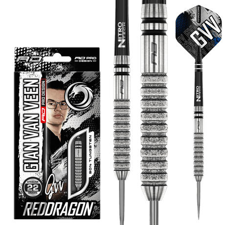 Red Dragon Gian van Veen Darts - Steel Tip - 90% Tungsten - Diamond 21g