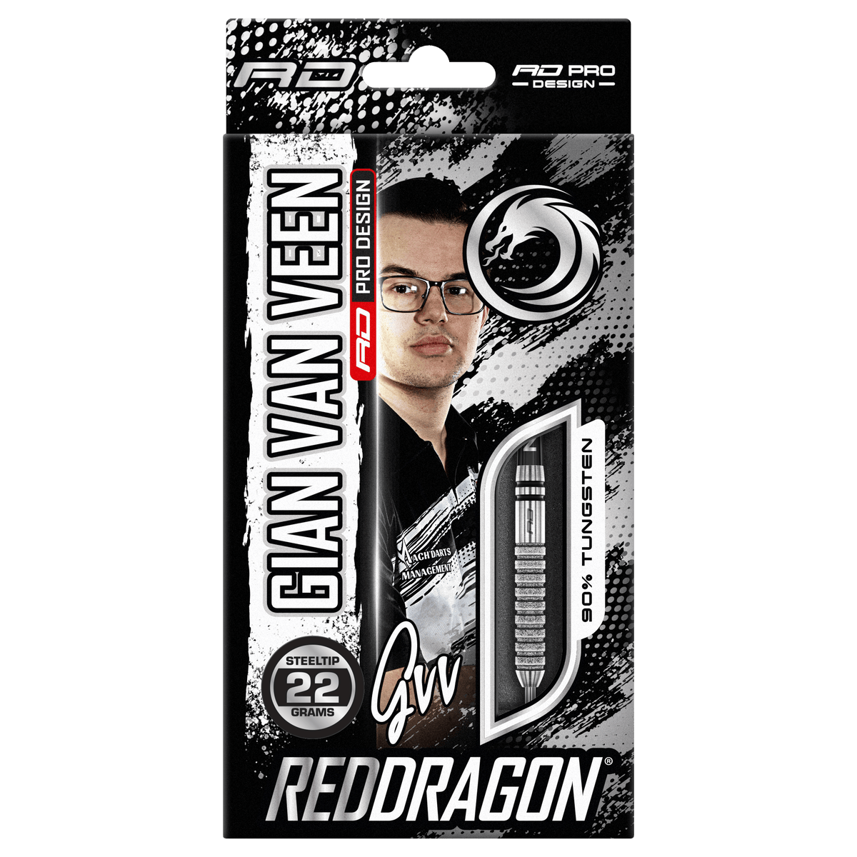 Red Dragon Gian van Veen Darts - Steel Tip - 90% Tungsten - Diamond 21g