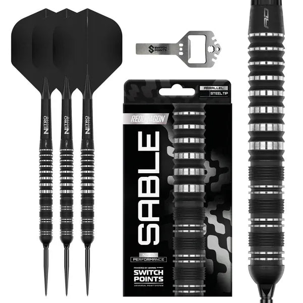 Red Dragon Sable Darts - Steel Tip - 90% Tungsten - Parallel